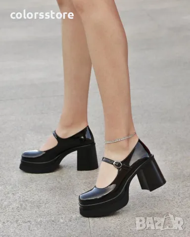 Обувки на ток - черен лак - SDF90