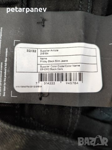 Нови мъжки дънки Friday Black Slim- 32/32 размер, снимка 3 - Дънки - 37152686