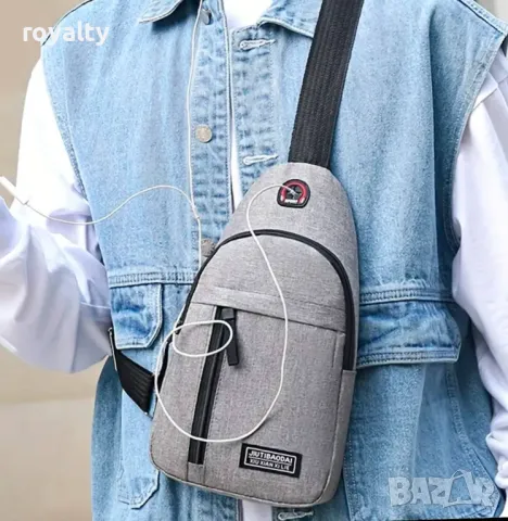 Ежедневна унисекс чанта с USB, снимка 2 - Чанти - 49148638