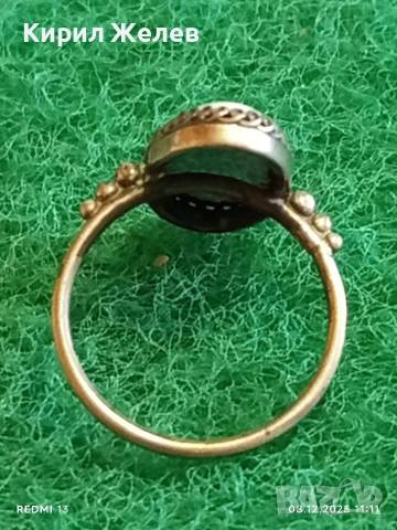 Винтидж сребърен пръстен с филигран и ръчно рисувана роза върху емайл 52426, снимка 4 - Пръстени - 52687113