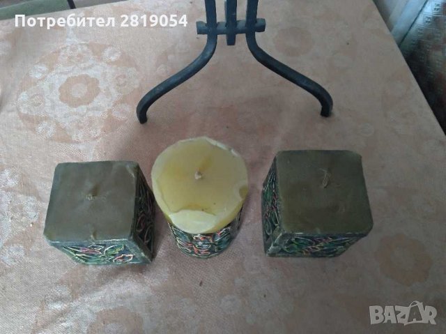 Стар кован железен свещник от  преди 40/50 години с Три големи свещи, снимка 5 - Други ценни предмети - 32062510