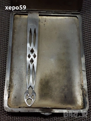 Френска сребърна кутия(табакера) за цигари-арт деко с емайл/техника лак и яйчена черупка/, снимка 13 - Антикварни и старинни предмети - 52579098