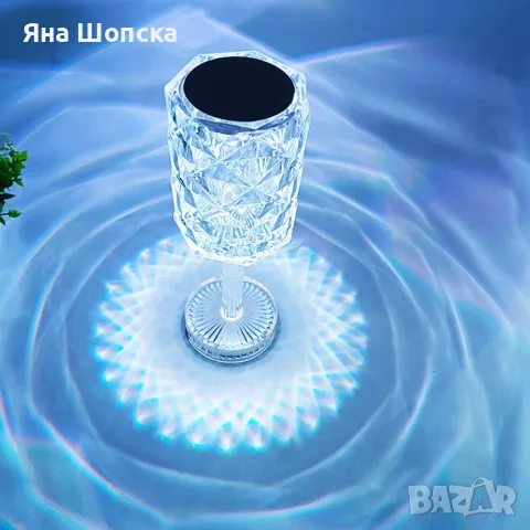 LED RGB кристална настолна лампа – 16 цвята, Touch сензор + дистанционно, снимка 3 - Лед осветление - 55802873