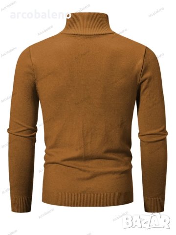 Мъжки ежедневен едноцветен пуловер с половин цип и стояща яка, 10цвята - 023, снимка 17 - Пуловери - 42784816