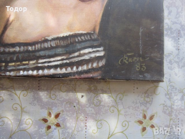 Картина масло върху платно Портрет Жена подписана , снимка 5 - Картини - 32079510