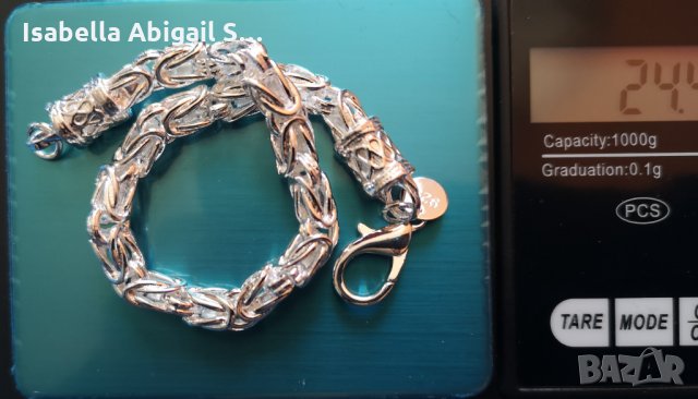 Масивна сребърна гривна, снимка 4 - Гривни - 31939878