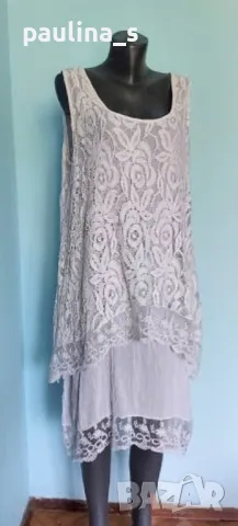 Два броя / Бяла комбинирана туника с набиращи се ръкави / Италия / италианска туника, голям размер , снимка 12 - Туники - 37196601