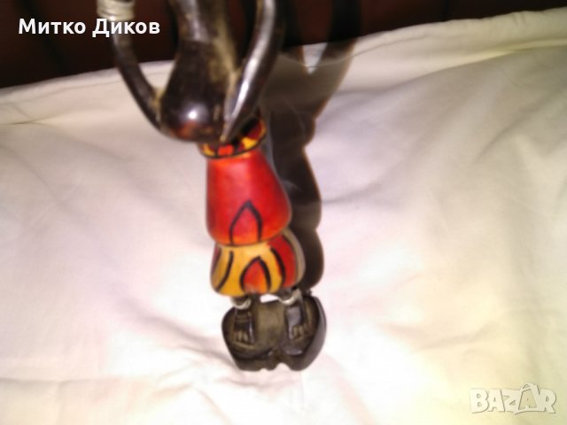 Африканска дървена фигура маска цветна височина 210мм, снимка 6 - Декорация за дома - 29114592