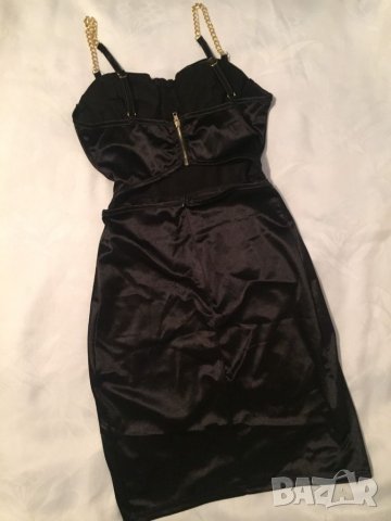 Черна рокля сатен с верижки , снимка 14 - Рокли - 35057151