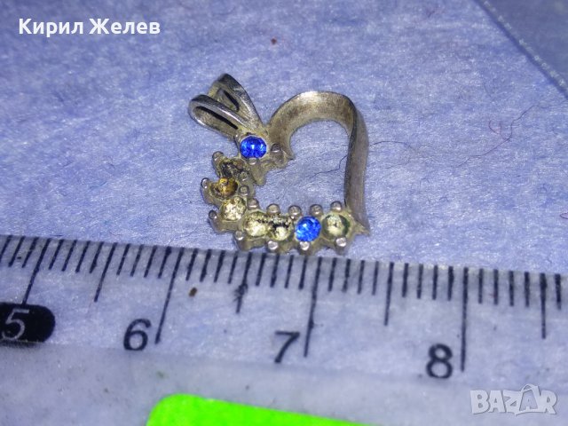 СТАР СЪРЦЕВИДЕН САПФИРЕН СРЕБЪРЕН СРЕБРО 925 МЕДАЛЬОН 34807, снимка 5 - Антикварни и старинни предмети - 40762698