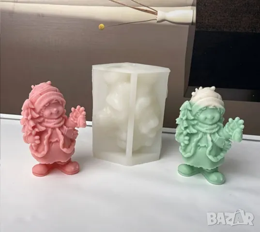 Молд снежен човек с елха 10, снимка 3 - Форми - 47467522