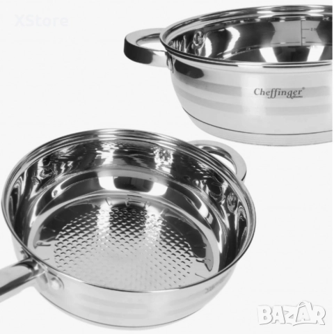Комплект съдове за готвене, Cheffinger, 12 части, неръждаема стомана, снимка 5 - Съдове за готвене - 52123302