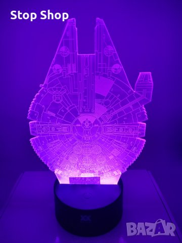 Star Wars Millennium Falcon 3d лампа настолна RGB , снимка 6 - Настолни лампи - 40412772