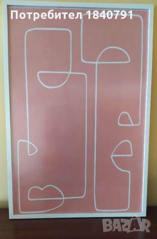 Картина – лице непрекъсната линия, абстракция – 60 х 90 см, снимка 3 - Картини - 35543898