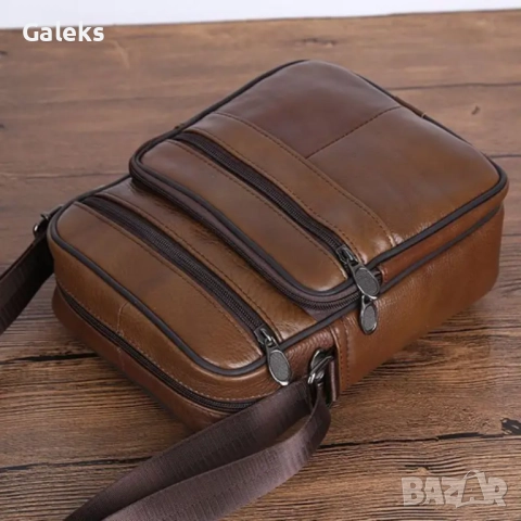 Компактна, Забележима и Стилна Мъжка кожена чанта (черна и кафява) естествена кожа!, снимка 17 - Чанти - 49302157