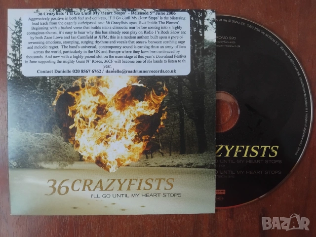 36 Crazyfists ‎– I'll Go Until My Heart Stops - оригинален Hardcore диск