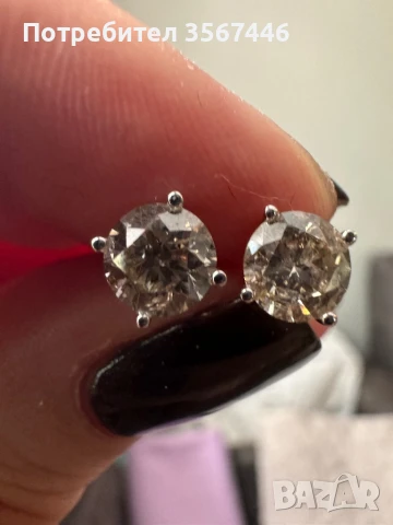 2 карата Диамантени обеци в 14 карата бяло злато, снимка 3 - Обеци - 51278765