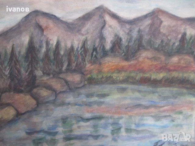 картина акварел подписана П, Петров, снимка 3 - Картини - 31366497