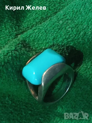 СКЪПОЦЕНЕН СРЕБЪРЕН ПРЪСТЕН СРЕБРО 925 с ГОЛЯМ ШЛИФОВАН ТЮРКОАЗ ВИНТИДЖ АРТ МОДЕЛ 48577, снимка 17 - Пръстени - 49294704