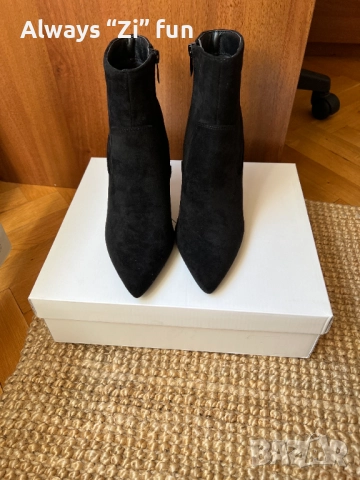 Елегантни черни боти на висок ток Jenny Fairy имитация велур, снимка 3 - Дамски боти - 52787457