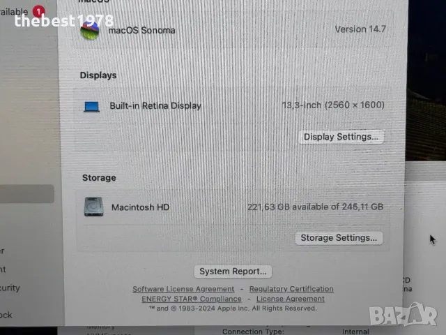 MacBook Air 13 M1 SPG`8 CPU/7 GPU/8GB RAM/256GB SSD/Бат 18ч, снимка 6 - Лаптопи за работа - 47440956