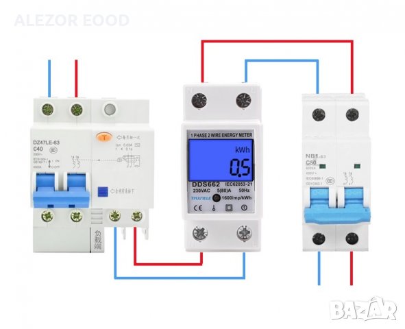 Елелектромер монофазен 80А, 230V 50/60Hz, Еднотарифен, снимка 5 - Друго търговско оборудване - 39114176