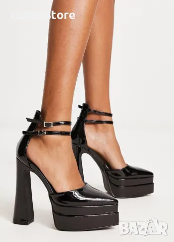 Сандали на ток - черен лак - VTK2(3)