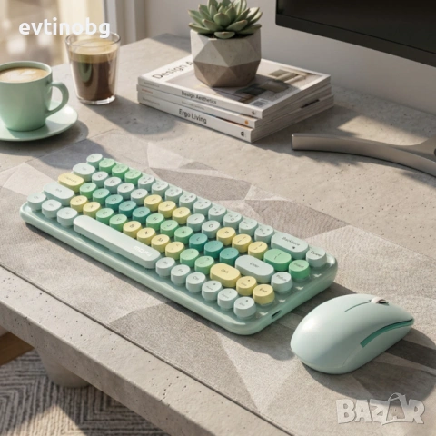 Комплект безжична клавиатура и мишка MOFII Bean, 2.4G - ергономичен дизайн и компактни размери, снимка 2 - Клавиатури и мишки - 54063115