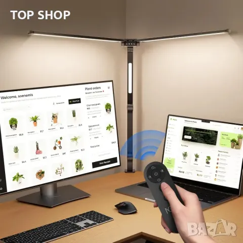 NGTeco LED настолна лампа, 1 метър Ярка регулируема настолна лампа с 3 светлинни ленти, дистанционно