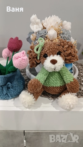 Ръчно плетено кученце, снимка 12 - Плюшени играчки - 52260220