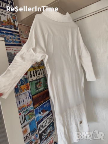 Рокля/туника Roberto Cavalli в бяло, фино плетиво , снимка 6 - Блузи с дълъг ръкав и пуловери - 51499807