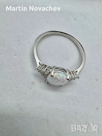 Сребърен пръстен с етиопски опал, снимка 5 - Пръстени - 52883341