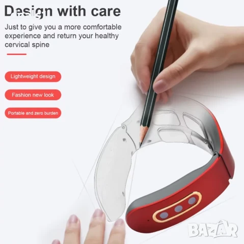 Jt-809 Електрически Пулсен Масажор за Врат с Функция за Затопляне Сив/Червен, снимка 11 - Масажори - 50535452