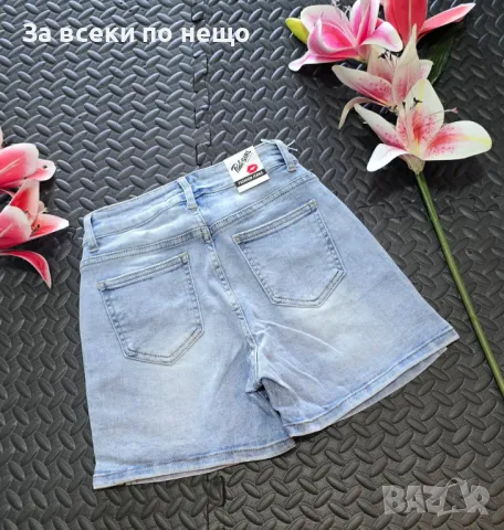 Дамска Къса Мека И Еластична Дънкова Пола-Панталон С Апликация От Камъчета Код VL-76, снимка 5 - Поли - 50423994