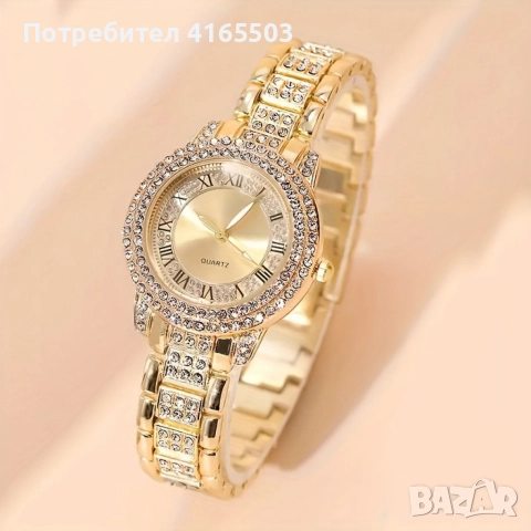 Бляскав дамски комплект часовник и гривна – съчетава елегантност и практичност, снимка 4 - Дамски - 52676740