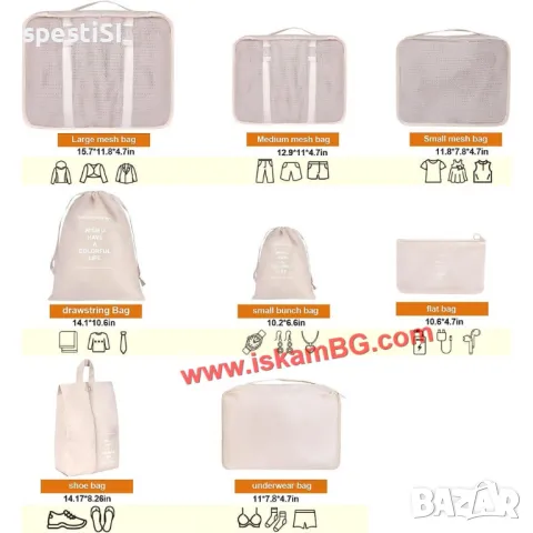 Органайзери за багаж в куфар - комплект 9бр., снимка 12 - Органайзери - 49484951