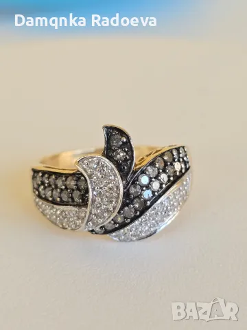 Златен пръстен със 77 Диаманта 14 карата 585, снимка 6 - Пръстени - 50296052