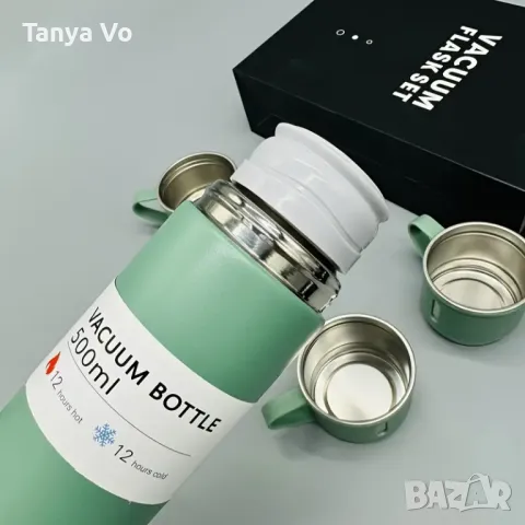 Термос За Топли и Студени Напитки Комплект с 3 Чаши в Подаръчна Кутия, снимка 3 - Други - 48328826