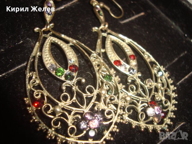 АРТ ВИНТИДЖ БРОНЗОВИ ОБЕЦИ с КРАСИВИ ЦВЕНТИ КАМЪНИ КРИСТАЛИ 11891, снимка 3 - Обеци - 30665841