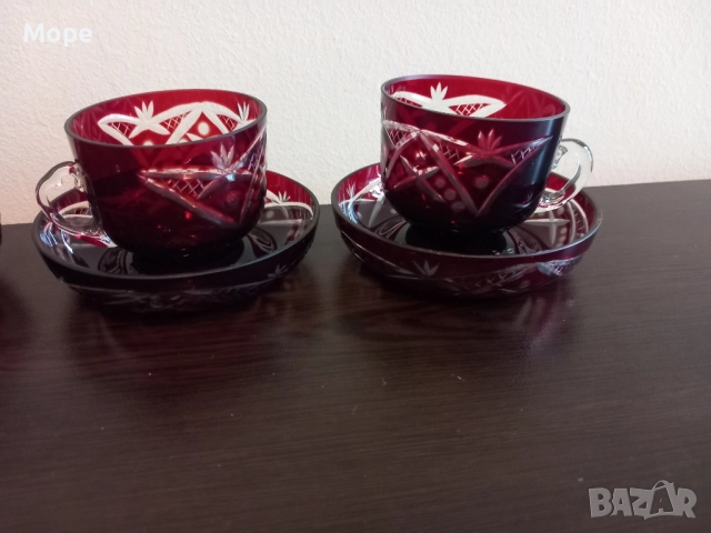 Кристални чаши червен кристал , снимка 6 - Чаши - 51552533