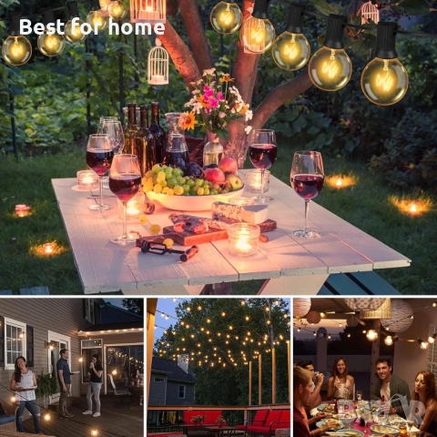  GPATIO 30 м външна гирляндова лампа с 50 + 2 LED крушки, водоустойчива  с дистанционно управление, снимка 5 - Външни лампи - 52927012