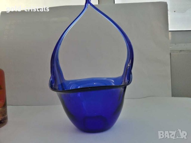 Стъклена кошница купа кобалт 
