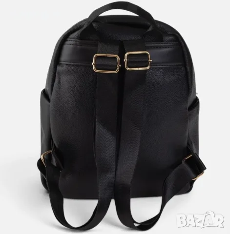 Дамска раница Backpack Черна със златисти ципове, 23x12x30cm, снимка 3 - Раници - 55976296