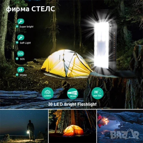 Преносима батерия STELS PowerMax 20K, 20000mAh, соларен панел, LED фенер, черно-оранжева, снимка 10 - Външни батерии - 50559228