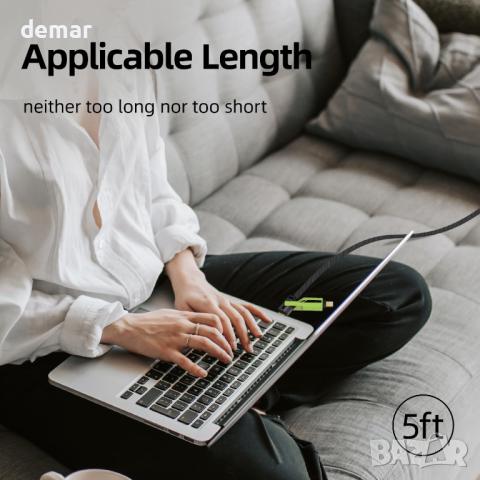 opodot 4 в 1 с Lightning/USB C/USB A портове, зелен,1,5 м [60W Fast Charging&Data Sync], снимка 7 - Кабели и адаптери - 44767675