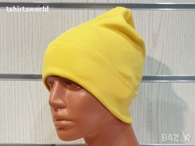 Нова дамска зимна шапка с подгъв в жълт цвят, снимка 10 - Шапки - 39325351
