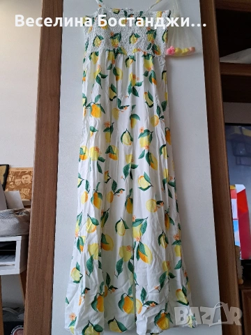 Дълга рокля на лимони, снимка 2 - Рокли - 54038707