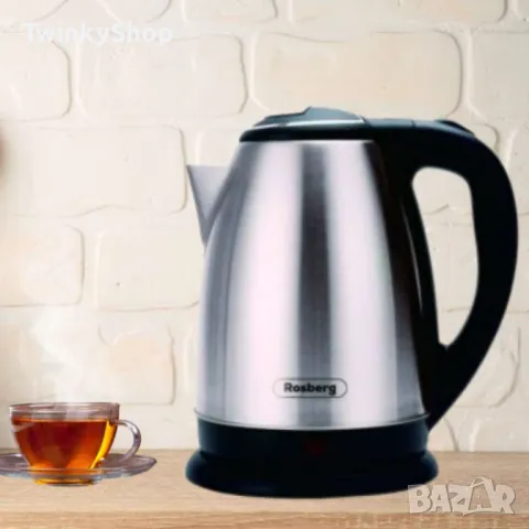 Електрическа кана, 1800W, 1.8л., Корпус  неръжд. стомана, S/S, Инокс/Черен, Червен металик, снимка 3 - Кани - 48379190
