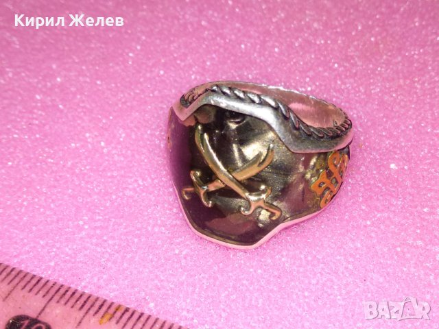 KAR 925 ПИРАТСКИ АВТОРСКИ ЕМАЙЛИРАН СРЕБЪРЕН ПРЪСТЕН СРЕБРО 925 РЪЧНА МАЙСТОРСКА АРТ ИЗРАБОТКА 43080, снимка 11 - Пръстени - 44390827
