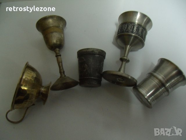 № 6968 лот - 5 броя стари метални чашки - различни видове , снимка 5 - Други ценни предмети - 40594309